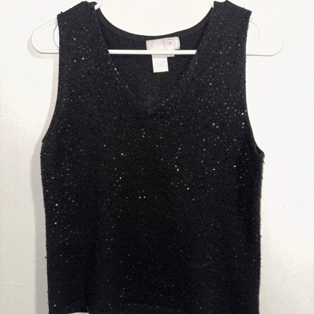 Vintage Votre Nom Black V-Neck Sweater